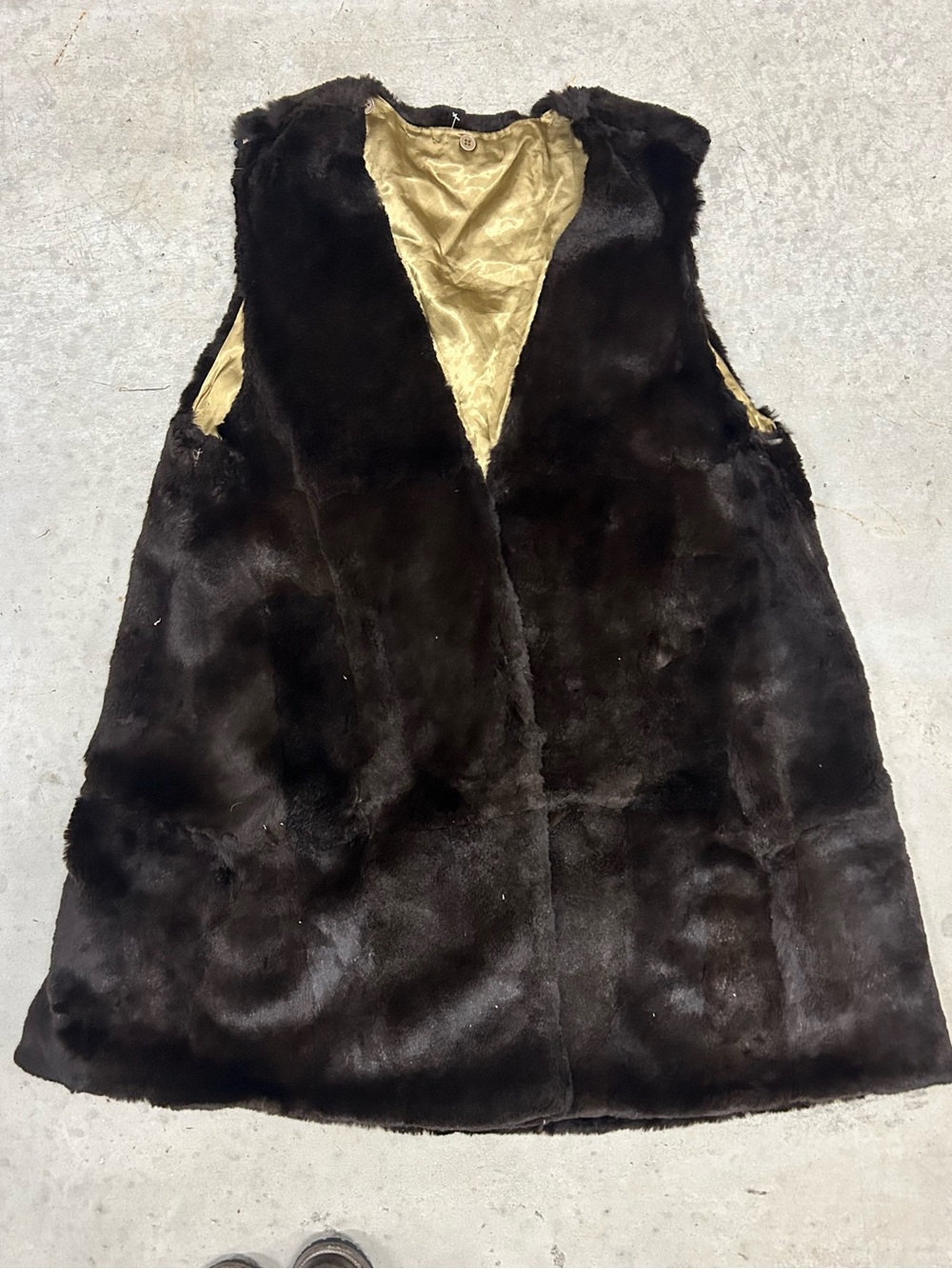 Dark Brown Fur Vest with Gold Lining